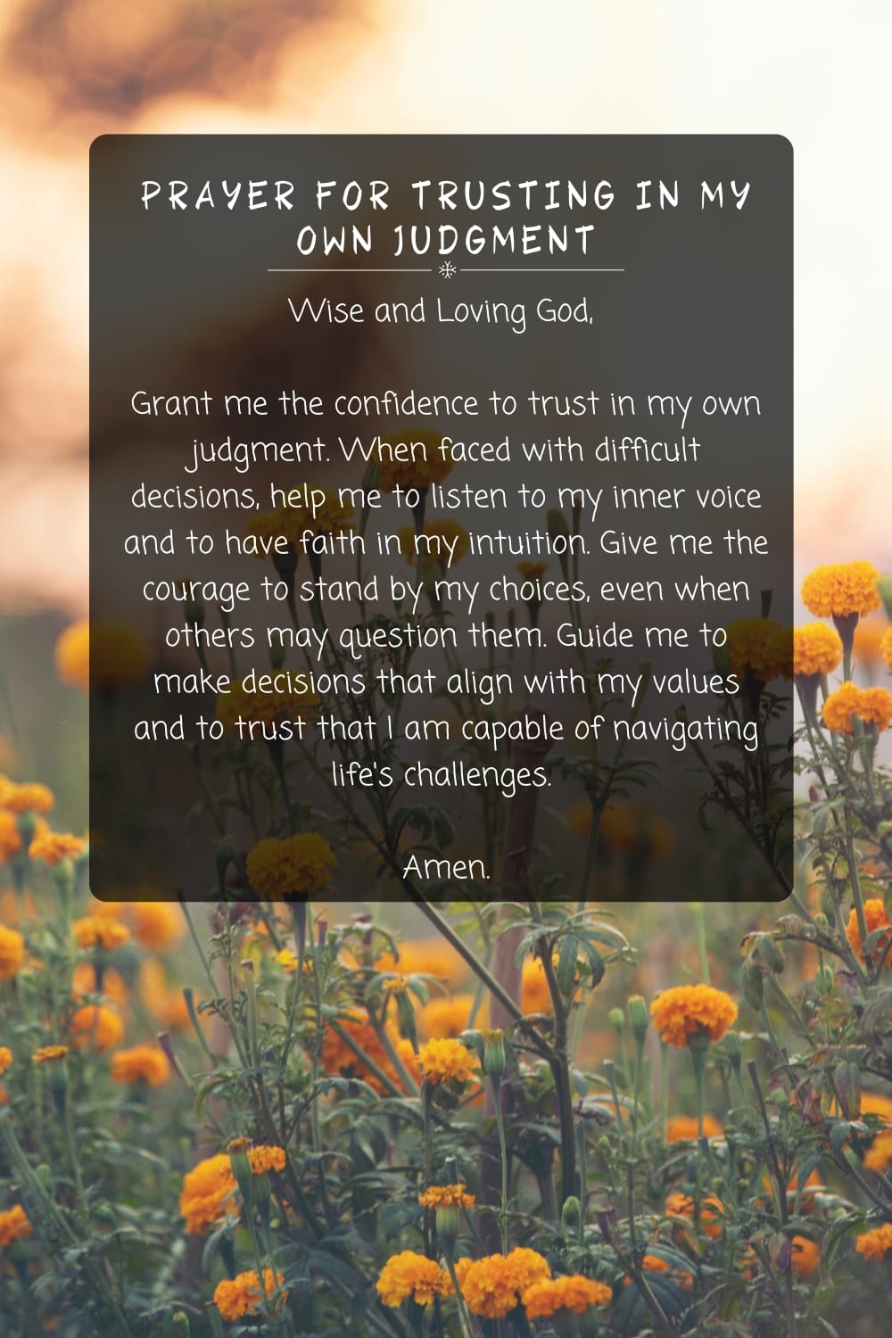 Prayer for Trusting in My Own Judgment